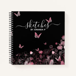 Blume mit Schmetterlingen Notizbuch