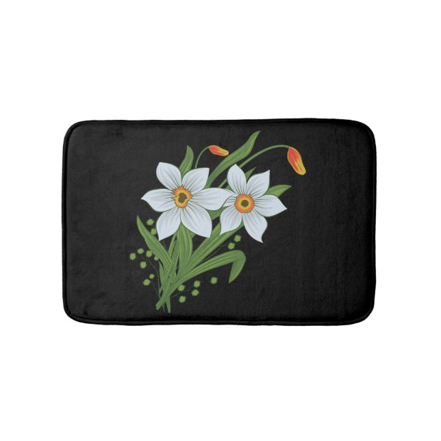 Blume mit schwarzem Hintergrund Badematte (Vorderseite)