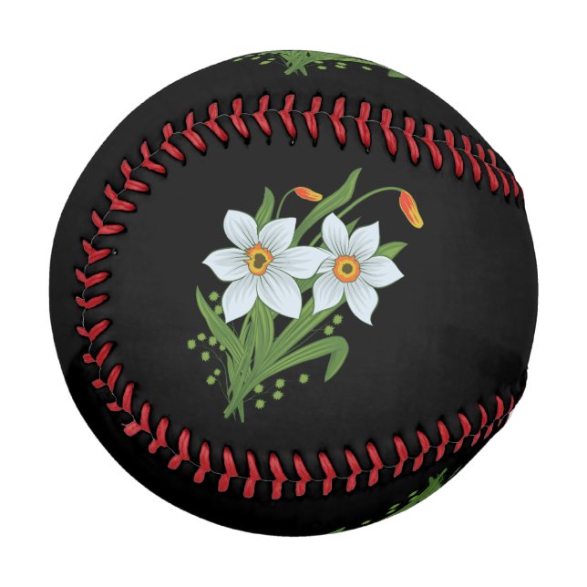 Blume mit schwarzem Hintergrund Baseball (Vorderseite Links)