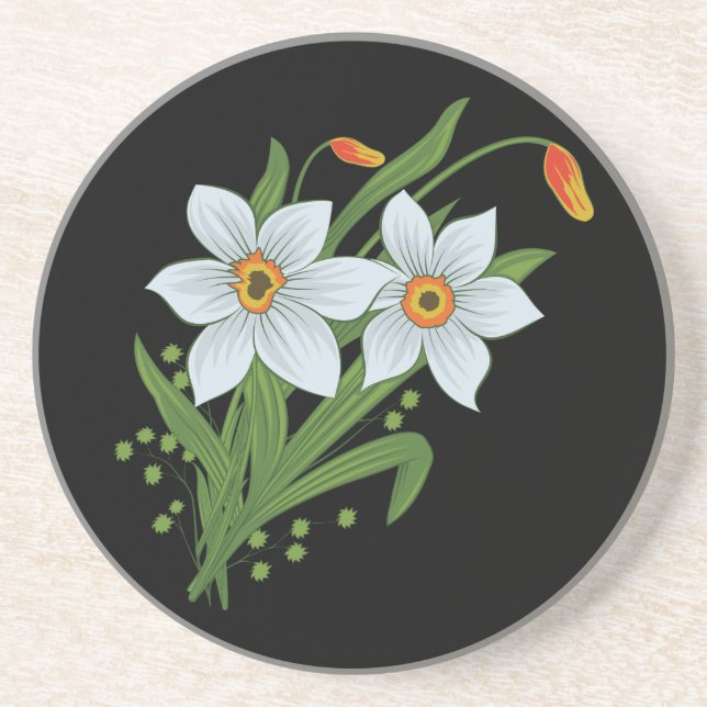 Blume mit schwarzem Hintergrund Getränkeuntersetzer (Vorne)