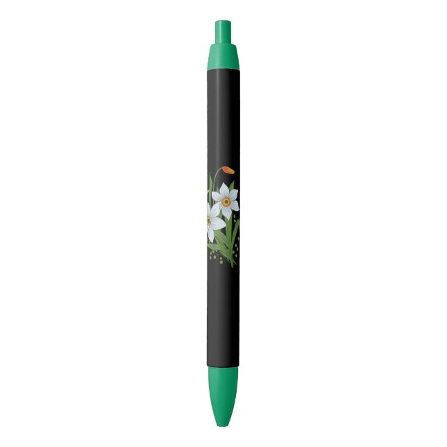 Blume mit schwarzem Hintergrund Kugelschreiber (Vorderseite Vertikal)