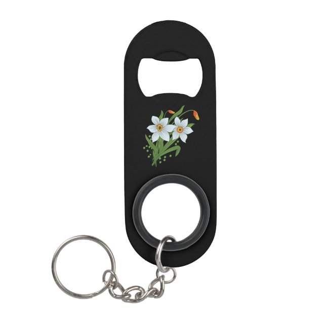 Blume mit schwarzem Hintergrund Schlüsselanhänger Flaschenöffner (Vorderseite)