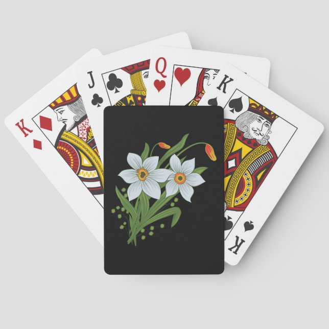 Blume mit schwarzem Hintergrund Spielkarten (Rückseite)