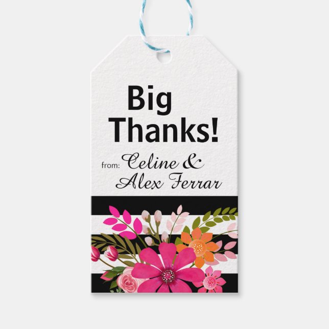 Blume mit schwarzem und weißem Streifen - Geschenk Geschenkanhänger (Vorderseite)