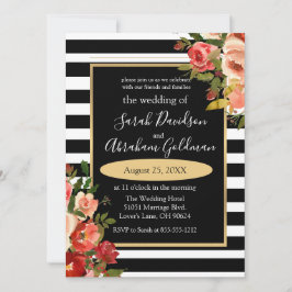Blume mit schwarzem und weißem Streifen, Rose Hoch Einladung
