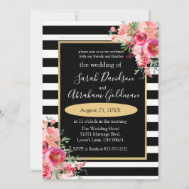Blume mit schwarzem und weißem Streifen, Rose Hoch Einladung