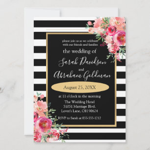 Blume mit schwarzem und weißem Streifen, Rose Hoch Einladung