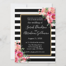 Blume mit schwarzem und weißem Streifen, Rose Hoch Einladung
