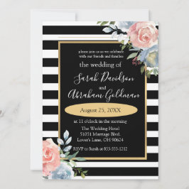 Blume mit schwarzem und weißem Streifen, Rose Hoch Einladung