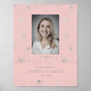 Blume mit Silbereffekten rosa für die Beerdigung d Poster