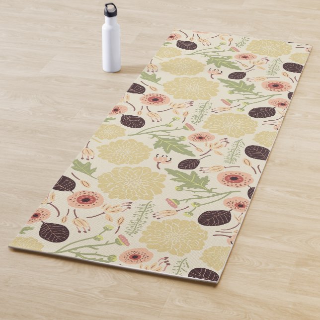 Blume mit spielerischem Tosspfirsichcreme, grün Yogamatte (Beispiel)