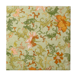 Blume mit Vintagen chinesischen Zierschriften Fliese