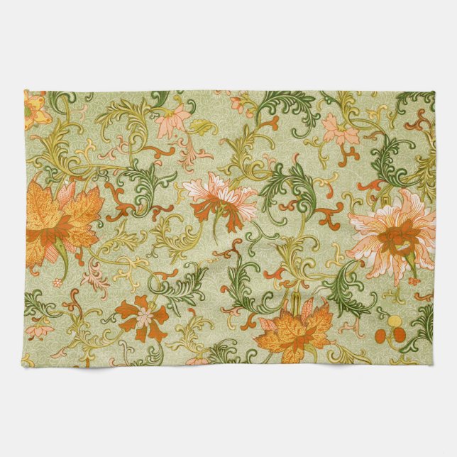 Blume mit Vintagen chinesischen Zierschriften Geschirrtuch (Horizontal)