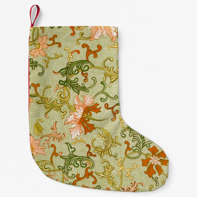 Blume mit Vintagen chinesischen Zierschriften Kleiner Weihnachtsstrumpf (Vorderseite)