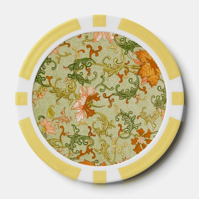 Blume mit Vintagen chinesischen Zierschriften Pokerchips (Vorderseite)