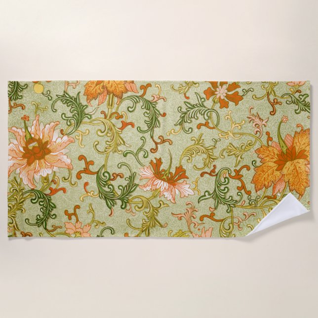 Blume mit Vintagen chinesischen Zierschriften Strandtuch (Vorderseite)