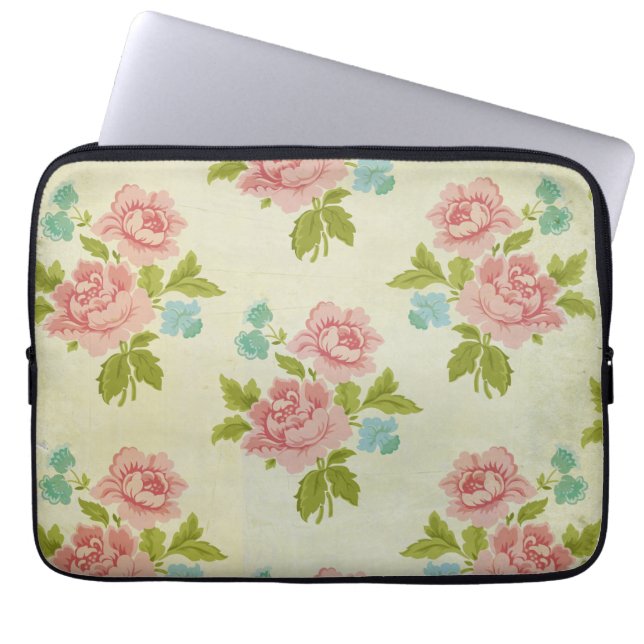 Blume mit Vintager Chic-Rose Laptopschutzhülle (Vorderseite)