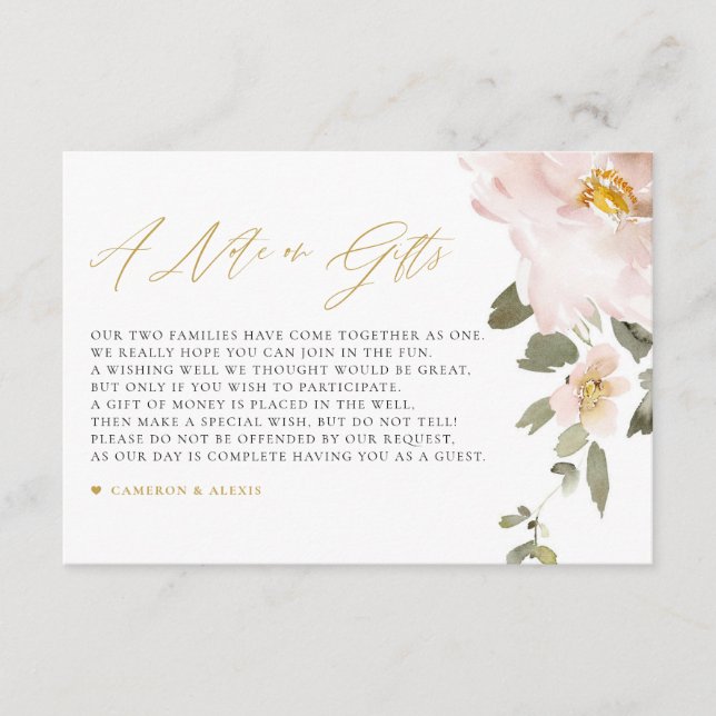 Blume mit Wasserfarbe Hochzeitsnotiz über Geschenk Begleitkarte (Vorderseite)