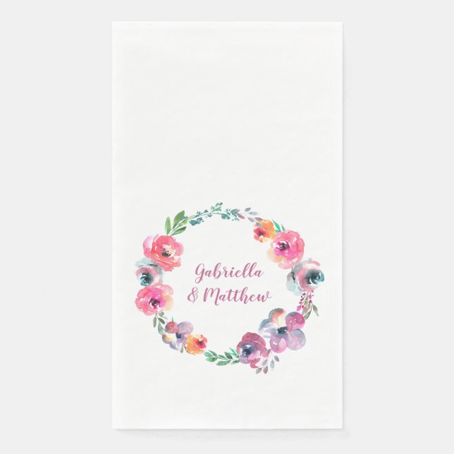 Blume mit Wasserfarben Moderne Elegante Hochzeit Serviette (Vorderseite)