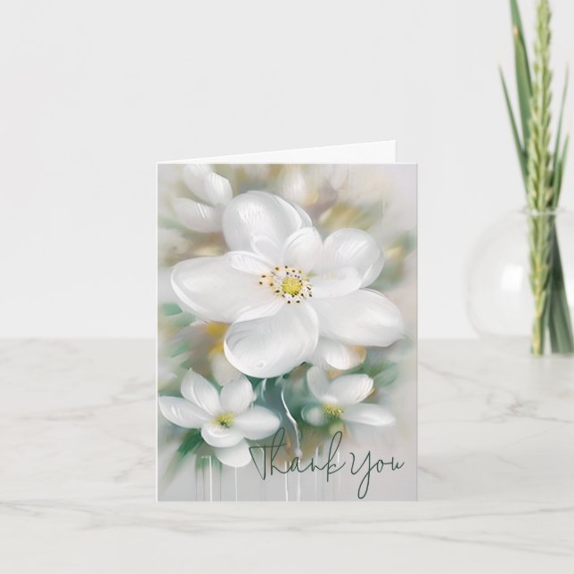 Blume mit weißem Aquarell Karte (Vorderseite)