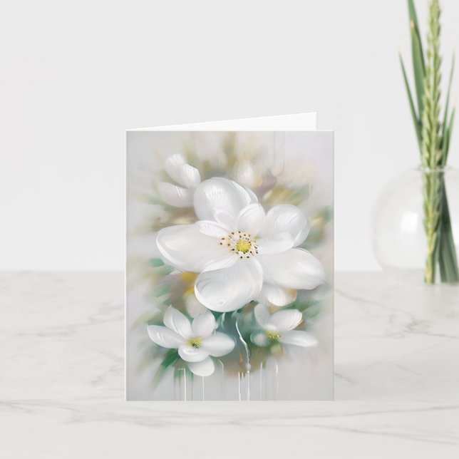 Blume mit weißem Aquarell Karte (Vorderseite)