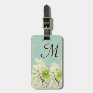 Blume mit weißem Kirschblossom Monogram-Gepäckmark Gepäckanhänger
