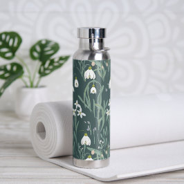 Blume mit weißem Schneefall Trinkflasche
