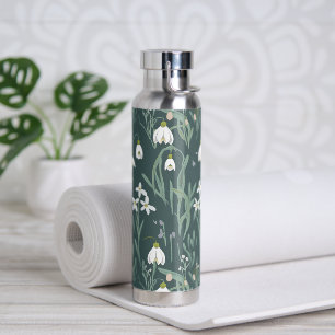 Blume mit weißem Schneefall Trinkflasche