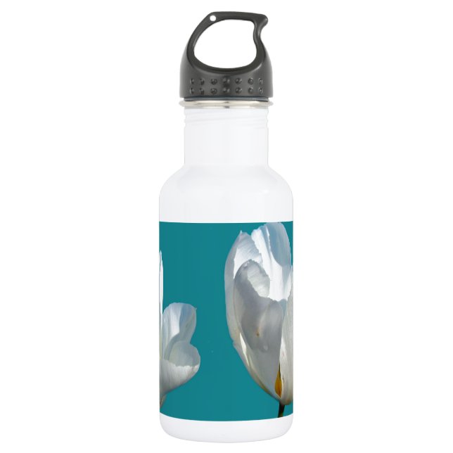 Blume mit weißem Tulpenhintergrund Edelstahlflasche (Vorderseite)