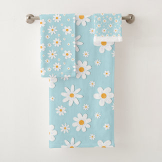 Blume mit weißer Ochsenblende Badhandtuch Set