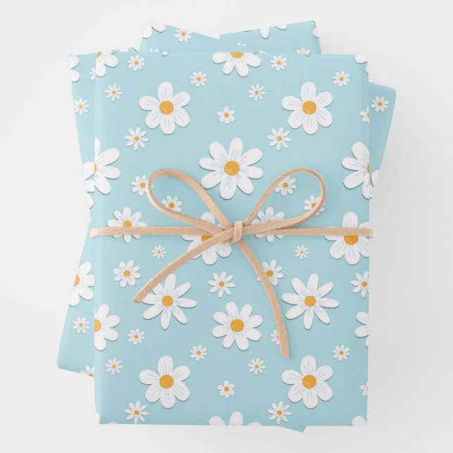 Blume mit weißer Ochsenblende Geschenkpapier Set (Beispiel)