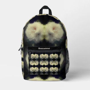 Blume mit weißer Rose in voller Blüte Personalisie Bedruckter Rucksack