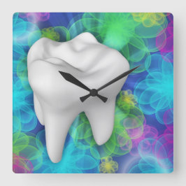 Blume mit weißer Zahnstange Quadratische Wanduhr