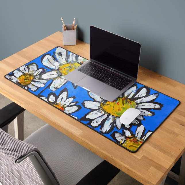 Blume mit White Pedals Schreibtischunterlage (Büro 2)