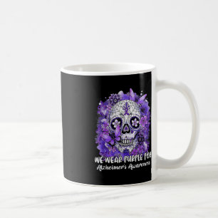 Blume mit Zuckerschädel trägt Lila Ribbon Alzheime Kaffeetasse