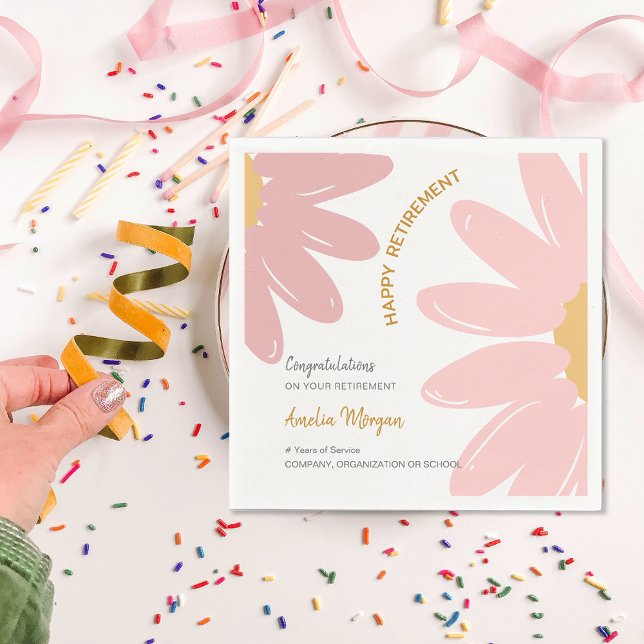 Blume Mitarbeiter Mitarbeiter Happy Rente Party Serviette (Flower Employee Staff Happy Retirement Party Napkins)