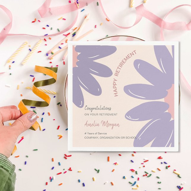 Blume Mitarbeiter Mitarbeiter Happy Rente Party Serviette (Flower Employee Staff Happy Retirement Party Napkins)