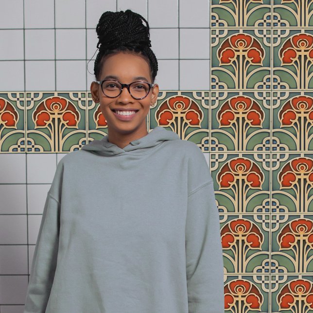 Blume Mitte des Jahrhunderts Symmetrische Kunsthan Fliese (Von Creator hochgeladen)