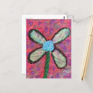 Blume Mixed Media Collage Postkarte