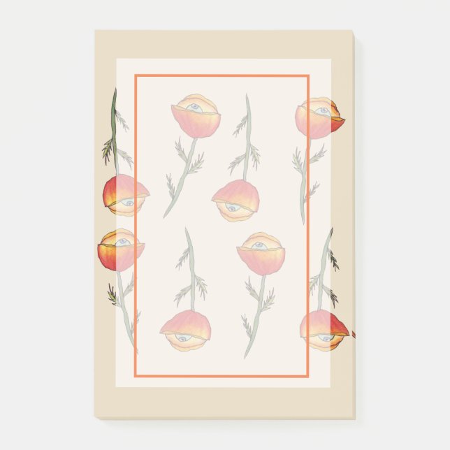 Blume Mohn Kurte und Kunsthandwerkskunst Post-it Klebezettel (Vorderseite)