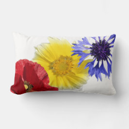 Blume, Mohn, Maisblume - blau, gelb Lendenkissen