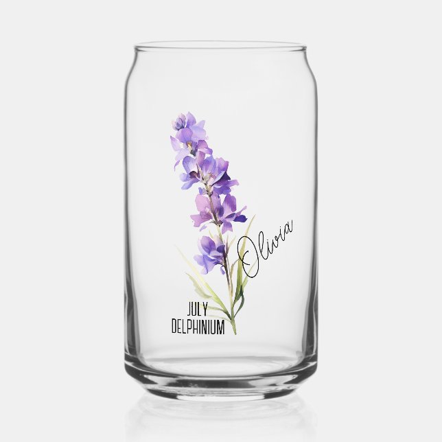 Blume Monat Juli Delphinium Name Dosenglas (Vorderseite)