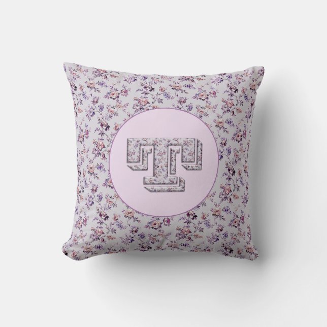 Blume Monogram T Kissen (Vorderseite)