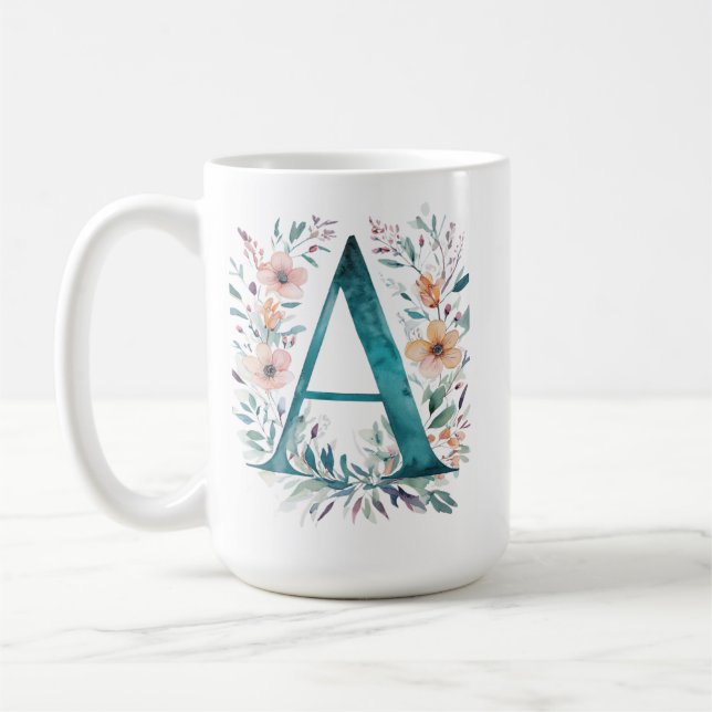 Blume Monogramm Buchstabe A Kaffeetasse (Links)