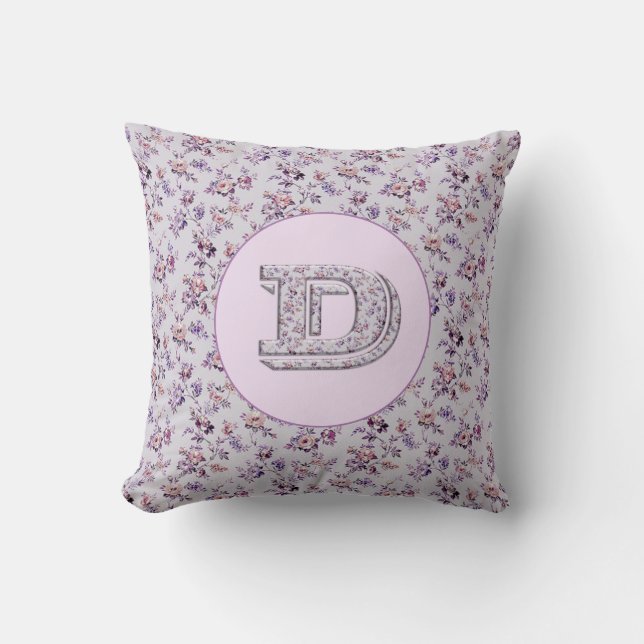 Blume Monogramm D Kissen (Vorderseite)