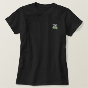 Blume Monogramm Initial A Besticktes T-Shirt