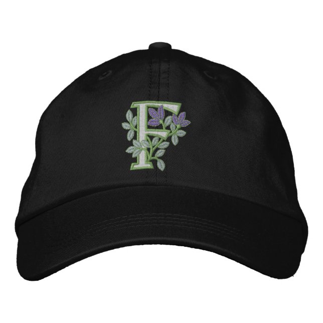 Blume Monogramm Initial F Bestickte Baseballkappe (Vorderseite)