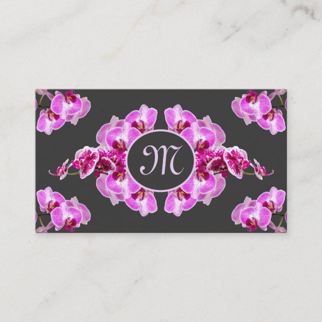 Blume-Monogramm-Kalligraphie QR-Code Visitenkarte (Vorderseite)