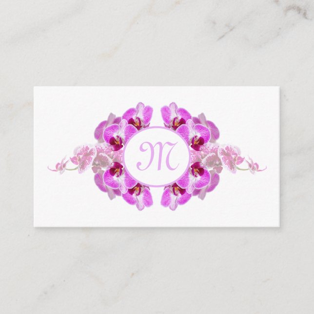 Blume-Monogramm-Kalligraphie QR-Code Visitenkarte (Vorderseite)