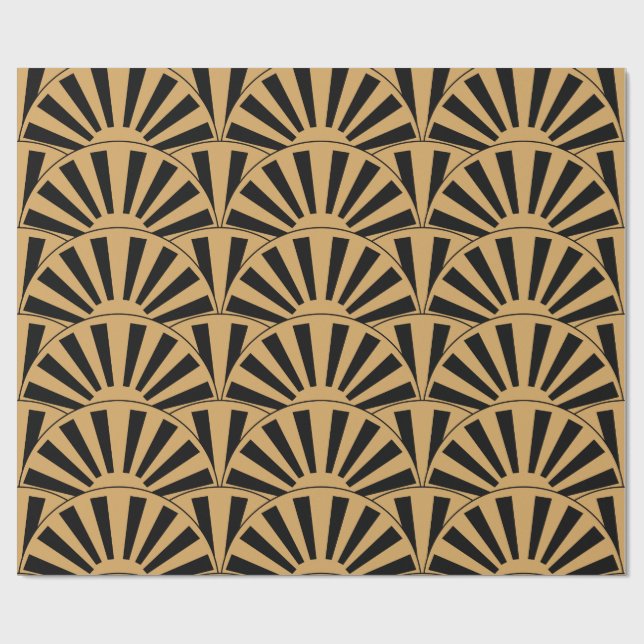 Blume Motif für das Schwarze Déco Geschenkpapier (Flach)
